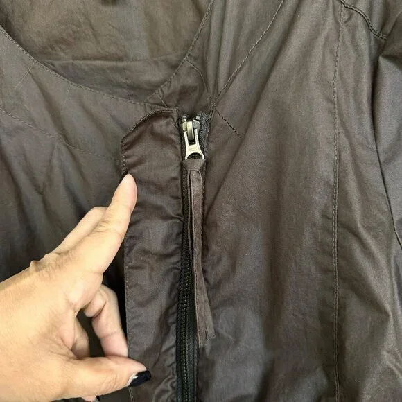 Eileen Fisher Womens Large Lightweight Asymmetrical Zip Moto Jacket Brown Lined - Picture 3 of 11